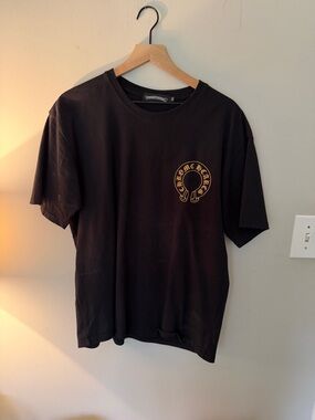 Black Graphic Chrome Hearts Short-Sleeve Men’s T-Shirt - Yellow Logo